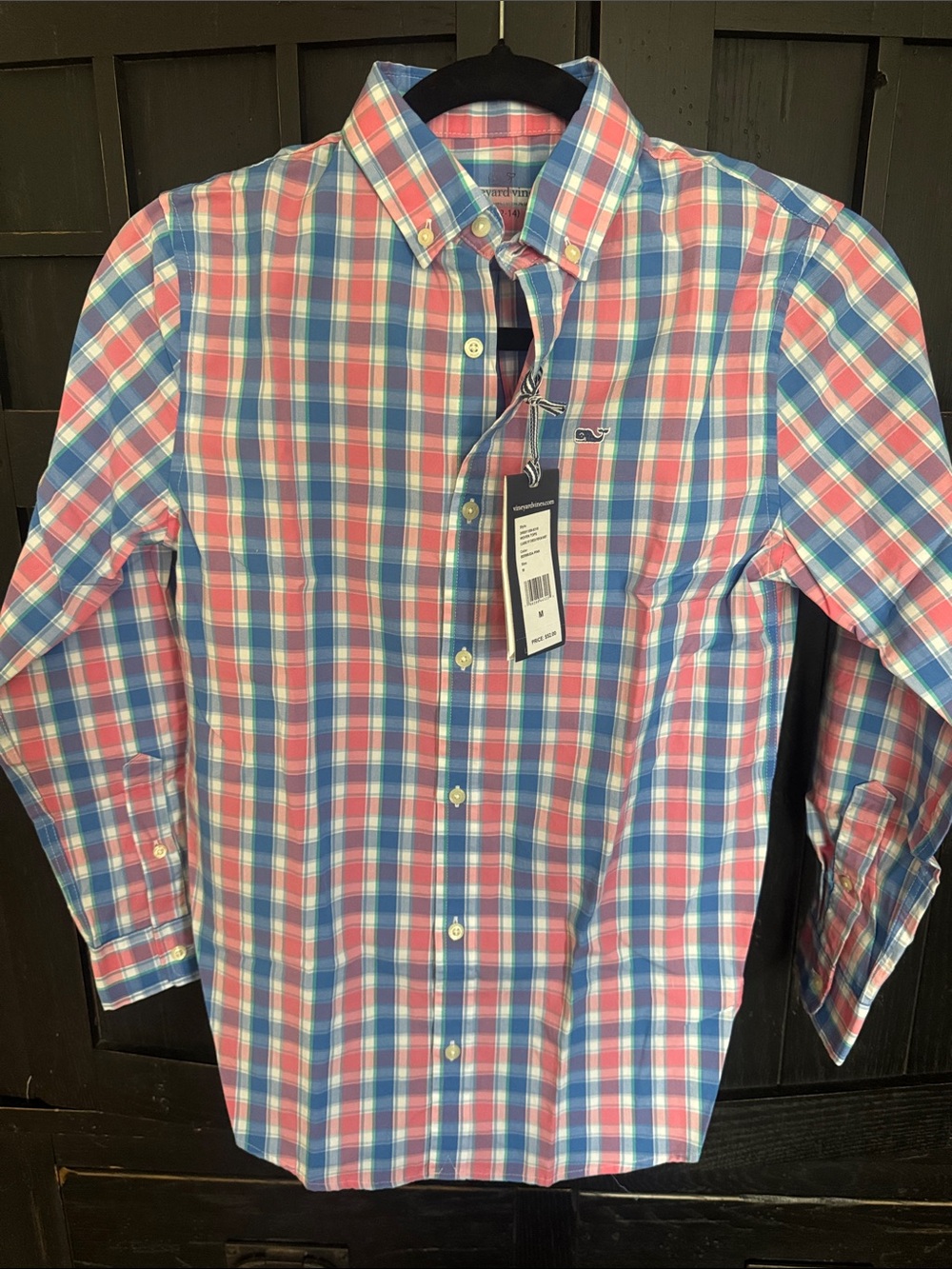 Vineyard Vines Pink and Blue Plaid Button-Down Shirt
